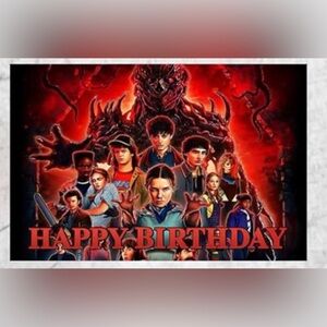 Stranger Things Themed Birthday Fabric Backdrop